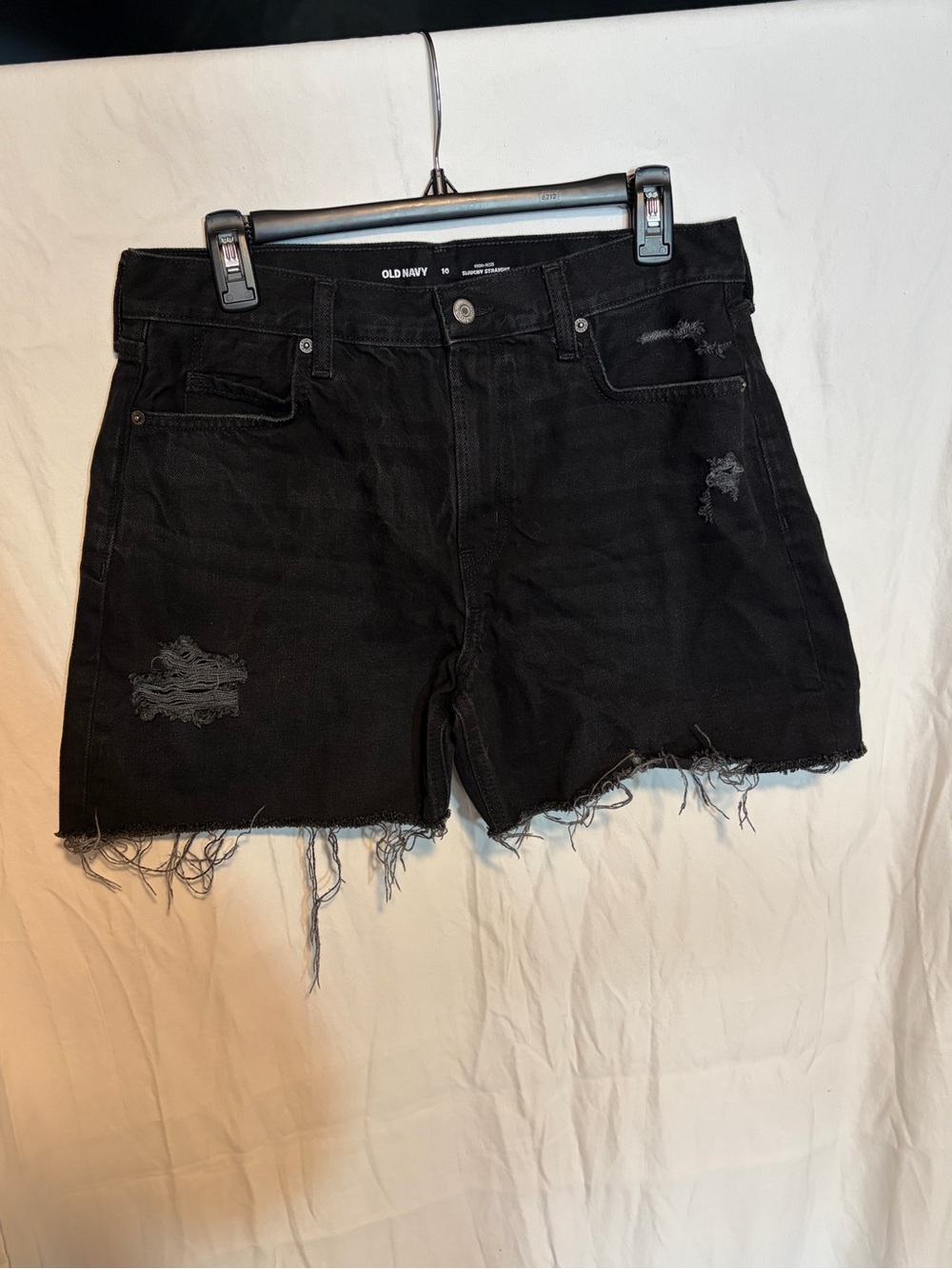 Old Navy Black Frayed High-Rise Black Denim Shorts